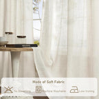 LAMIT 108 inch Linen Curtains for Living Room, Back Tab and Rod Pocket Cream - Image 8