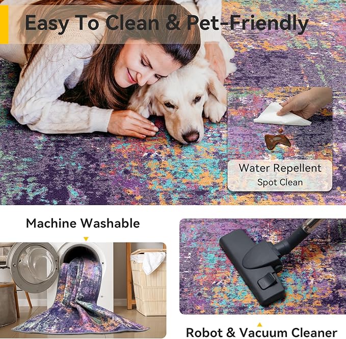 Washable Area Rugs 2'x8' Non-Slip Modern Abstract Soft - Image 6