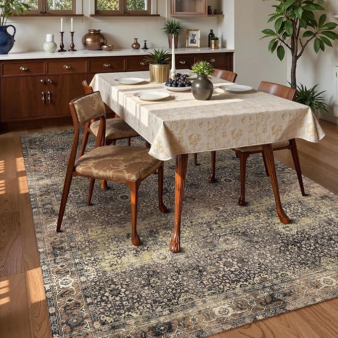 Washable Area Rug 5' x 7' Vintage Traditional Persian Mat - Image 3