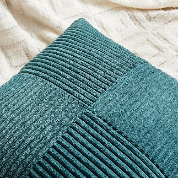 Fancy Homi 2 Packs Teal Big Decorative Throw Pillow Covers 24x24 Inch - Image 3