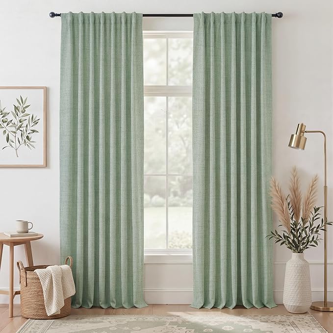 RYB HOME Sage Green 100% Blackout Curtains 84 inches Long, Thermal Insulated by RYBHOME