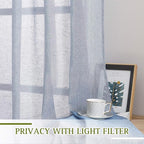 NICETOWN Linen Sheer Sliding Door Curtain 100 Inch, Eyelet Top Semi Privacy - Image 3