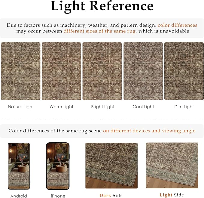 6x9 Washable Area Rug for Living Room Bedroom Vintage Rust Red Carpet Soft Low - Image 6