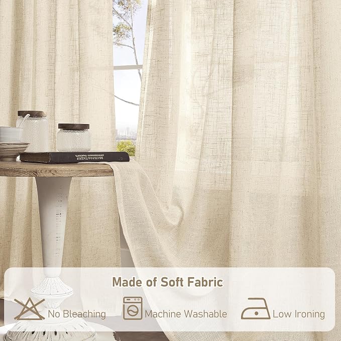 LAMIT Semi Sheer Linen Curtains - Image 9
