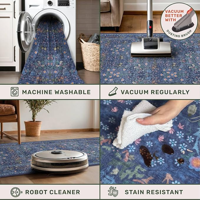 Vintage Dark Blue 3x6 Area Rugs - Image 4