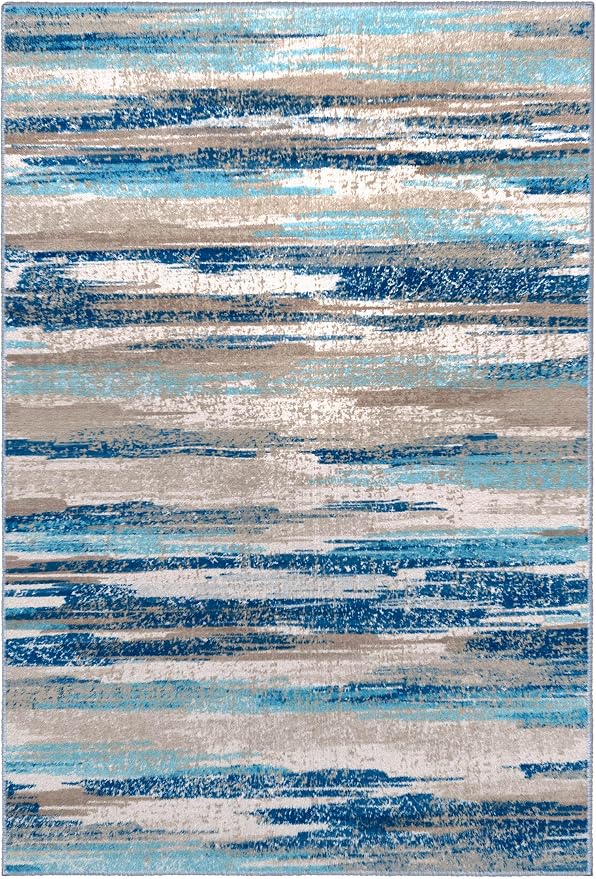 Lansny Modern Abstract 5x7 Machine Washable Area Rug Non-Slip Soft Bedroom - Image 9