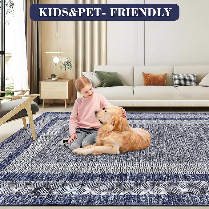 GarveeHome Modern Geometric Area Rug 2x3 Distressed Bordered Washable Non Slip - Image 7