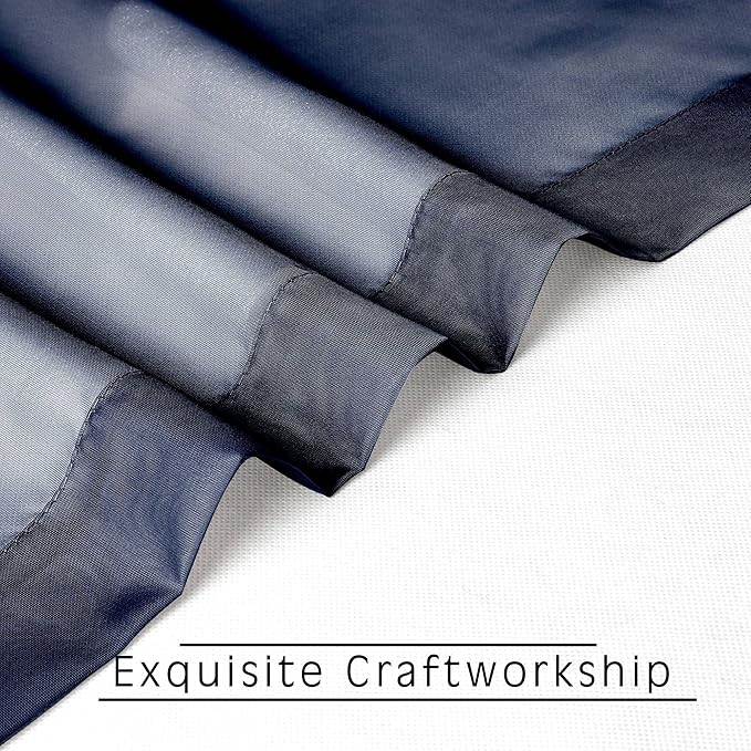 OVZME Navy Blue Sheer Curtains 2 Panels - Image 8