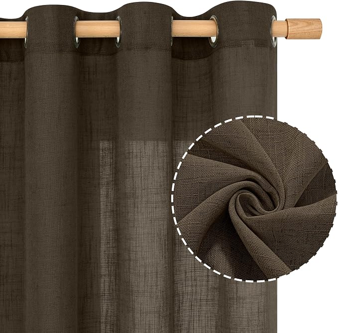 LAMIT Dark Brown Linen Curtains - Image 2