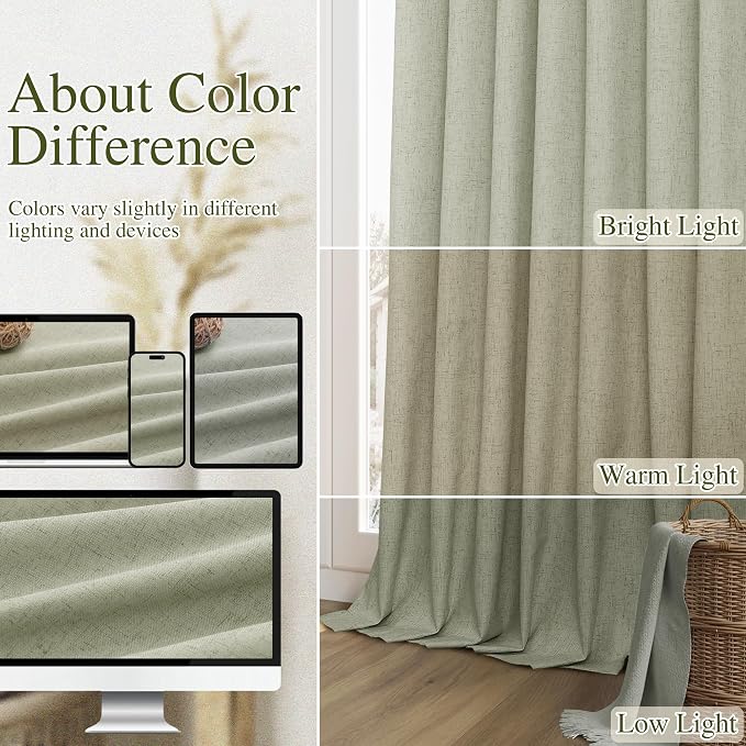 Sage Green 100% Blackout Curtains 40 Inch Wide by 90 Inch - Image 8