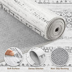Nakagishi Area Rug Living Room Rugs: 5x7 Machine Washable Boho Large Neutral - Image 3