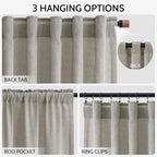 Silver Grey Linen Curtains 120 Inch Extra Long - Image 2