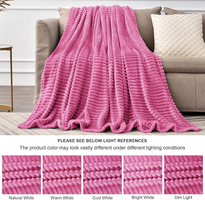 BEDELITE Fleece Blanket Queen Size – 3D Ribbed Jacquard Soft and Warm - Image 7