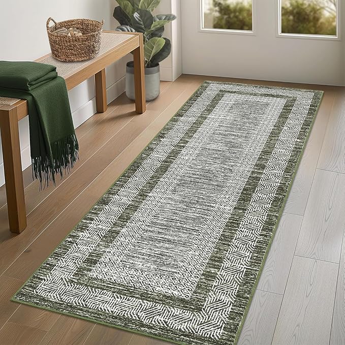 Washable 2.5x10 Kitchen Runner Rug, Easy Clean Geometri Rugs by GarveeHome