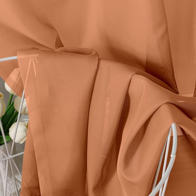 Aiyufeng Orange Sheer Curtains 45 inches Long, Short Kitchen Window Treatment - Image 7
