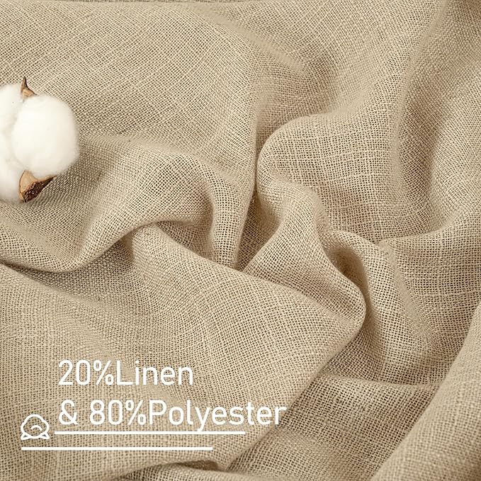 LAMIT Linen Semi Sheer Curtains 96 inches Long 2 Panels Set, Light Filtering - Image 2