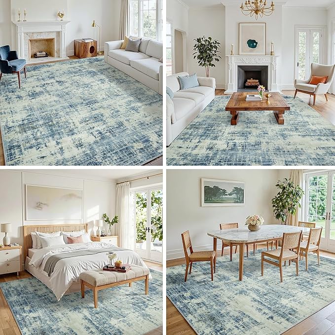 8x10 Area Rugs for Living Room Washable Rug: Anti-Skid Abstract Modern Living - Image 3