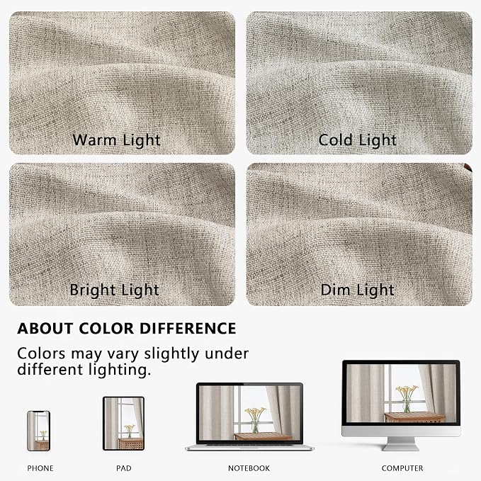 OVZME Valance for Windows, Light Filtering Faux Linen Textured Small Short - Image 9