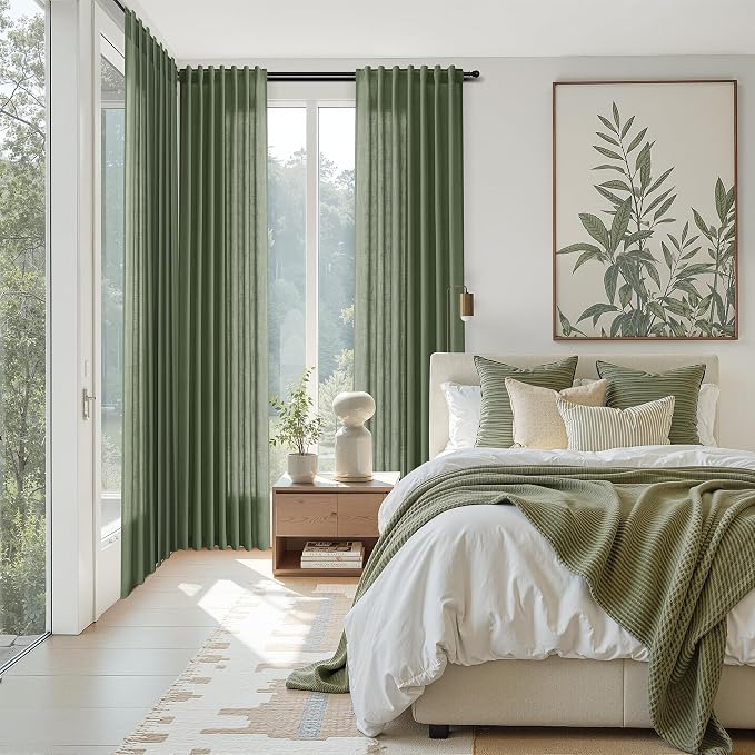 Nanspring Forest Green Linen Curtains - Image 7
