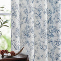 jinchan Linen Floral Curtains for Living Room 63 Inch Length Blue Printed by JINCHAN
