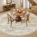 9x9 Brown Round Rug 9ft Living Room Circle Rug Vintage Round Area Rug Non Slip - Image 2