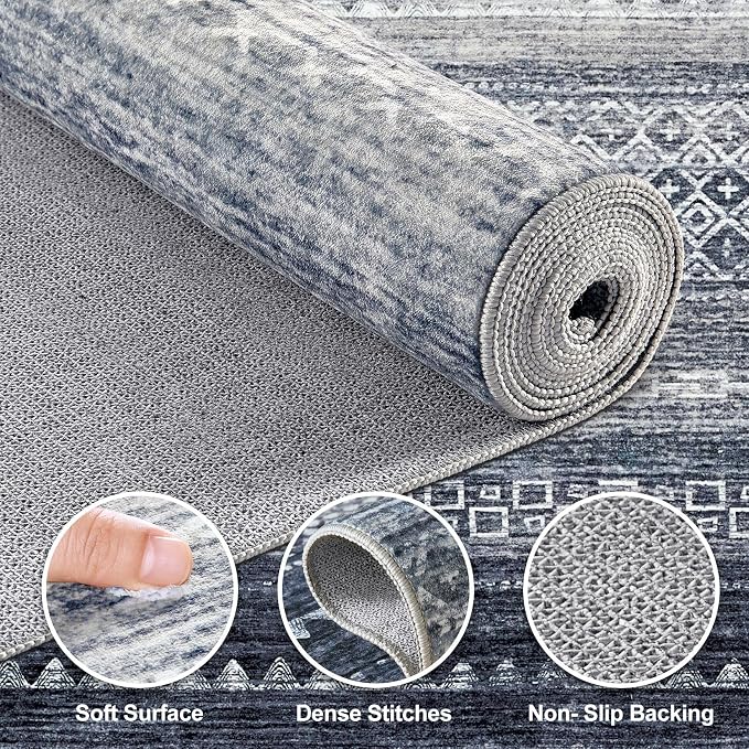 Nakagishi 10x12 Area Rug Living Room: Washable Boho Large Neutral Modern Soft - Image 3