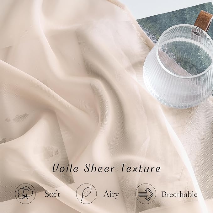 NICETOWN Voile Sheer Curtains 63 inch Length, Grommet Soft Window Treatments - Image 5