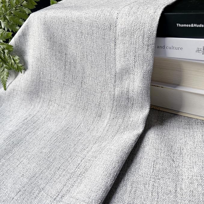 Oindec Faux Linen Kitchen Curtains 24 Inch Length Cafe Curtain Tiers - Image 3