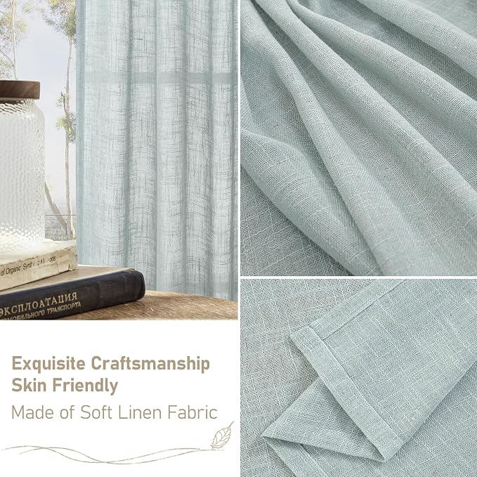 LAMIT Sheer Linen Curtains 63 inches Long - Image 6