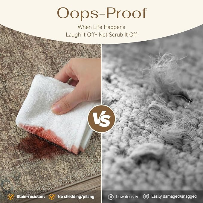 6x9 Washable Area Rug for Living Room Bedroom Vintage Rust Red Carpet Soft Low - Image 7