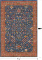 Navy Blue Large Area Rugs 8x12 Living Room, Geometric Floral Rugs - Image 2