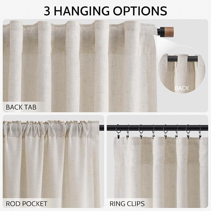 Nanspring Pearl White Curtains 90 Inches Long - Image 2