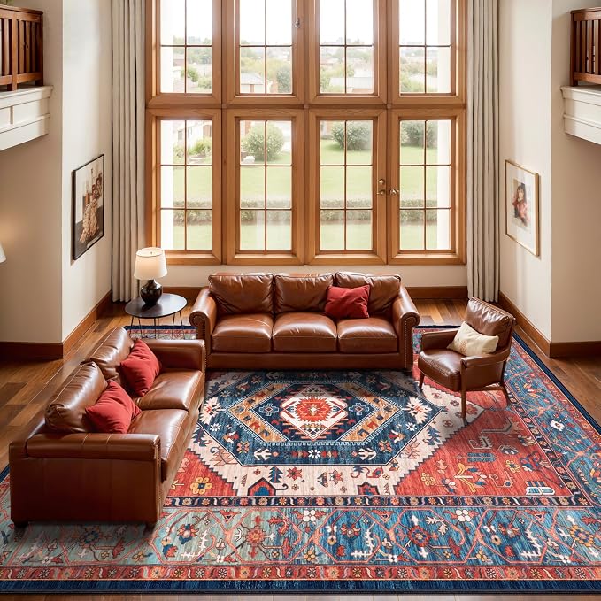 SERISSA 10x14 Area Rugs for Living Room, Large Washable Non-Slip Boho Rug - Image 2