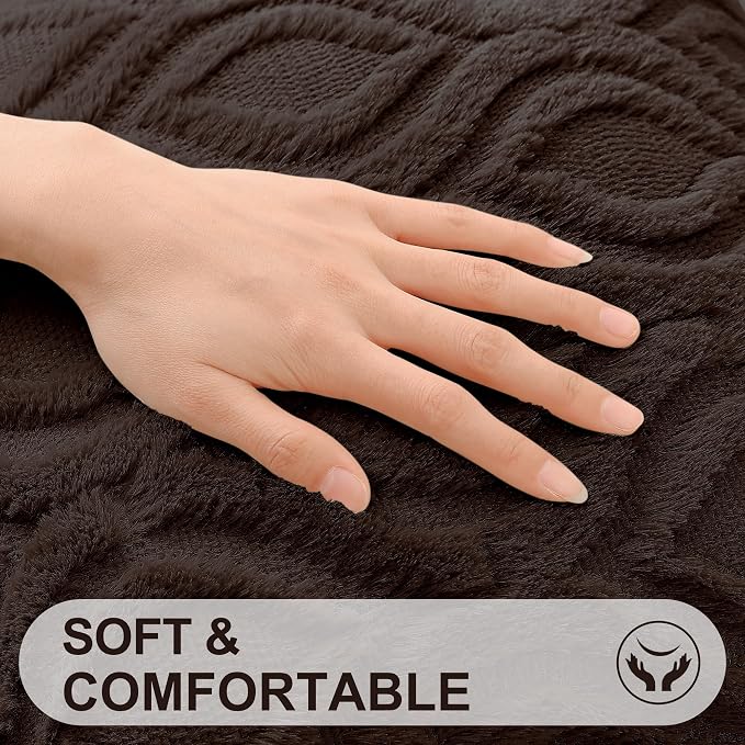 decorUhome Throw Pillow Covers 12x20 Inch Set of 2, Soft Plush Faux Wool Dark - Image 2