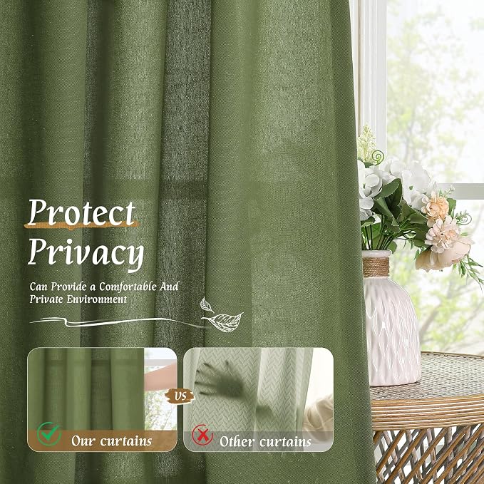 LAMIT Linen Curtains 45 Inch Length 2 Panels Set - Image 5