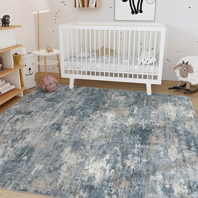 Nakagishi 10x14 Area Rugs Living Room: Washable Abstract Large Neutral Soft Rug - Image 7
