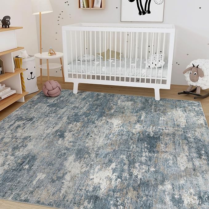 Nakagishi 6x9 Area Rugs Living Room: Washable Abstract Large Neutral Soft Rug - Image 6