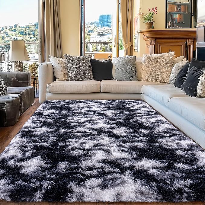 Black and White Rug for Bedroom, 5x7 Area Rug for Kids Room, Bedside Indoor - Image 8