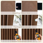 Guken Caramel Brown 100% Blackout Linen Curtains 72 Inch Length 2 Panels Set - Image 5