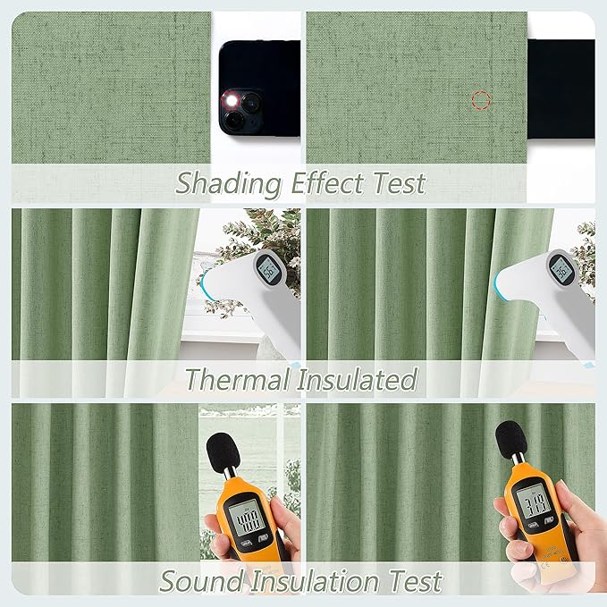 Guken 100% Blackout Linen Curtains 102 Inch Length 2 Panels Set - Image 5