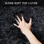 KNZE Super Soft Area Rugs for Living Room 5x7 Black, Fluffy Furry Shaggy Fuzzy - Image 4
