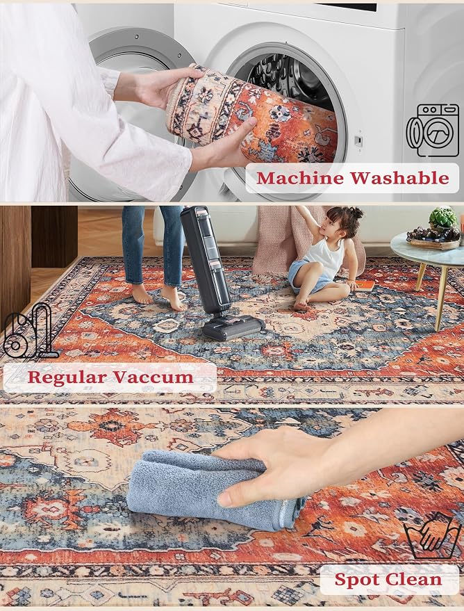 SERISSA Boho Washable Runner Rug, 2x6 Rug Non-Slip Tribal Hallway Kitchen - Image 2