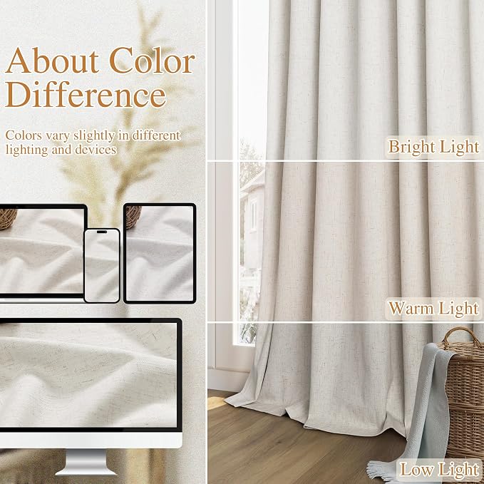 Guken Boho 86 Inches Long 100% Blackout Curtains 2 Panels Set - Image 7