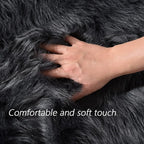 Latepis Dark Grey Faux Sheepskin Fur 2x8 Runner Rug - Image 4