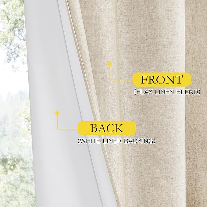 NICETOWN Linen Blackout Cold Blocking Curtains 63" Long - Image 6