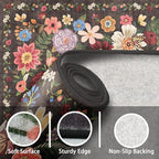 Black/Brown Floral Rug for Entryway, 2x3 Washable Kitchen Mat Ultra-Thin Soft - Image 4