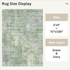 Area Rug 6x9 Abstract Rugs for Living Room 6 x 9 Washable Rugs Green Non Slip - Image 5