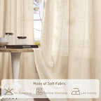 LAMIT 60 Inch Length Window Linen Curtains, Semi Sheer Light Filtering Panels - Image 8