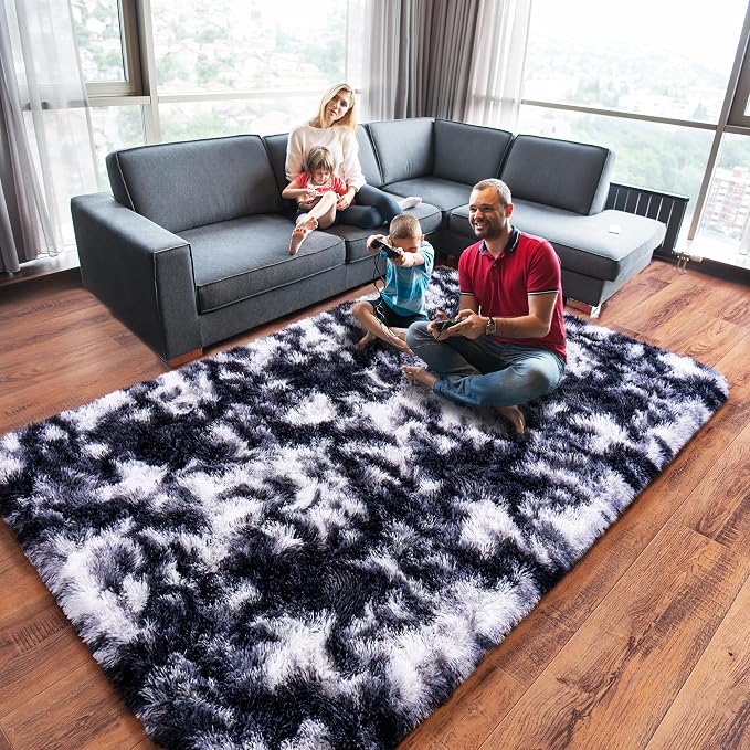 Black and White Rug for Bedroom, 5x7 Area Rug for Kids Room, Bedside Indoor - Image 6