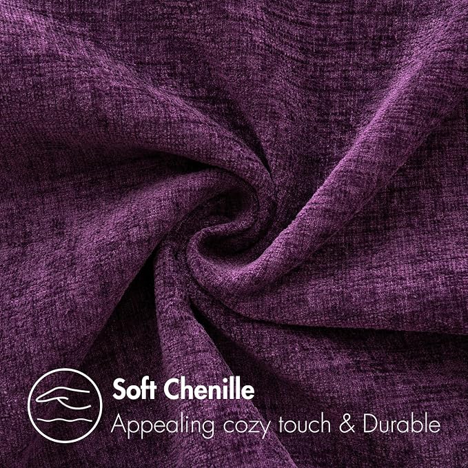 MIULEE Pack of 2 Couch Throw Pillow Covers 18x18 Inch Soft Plum Purple Chenille - Image 2